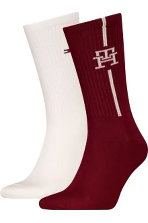 Tommy Hilfiger Tommy Hilfiger Strumpor 2P Monogram Sock Vit/Röd Strl 39/42 Herr