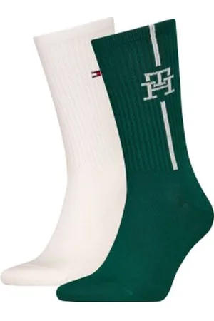 Tommy Hilfiger Tommy Hilfiger Strumpor 2P Monogram Sock Grön/Vit Strl 39/42 Herr