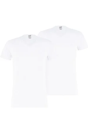 PUMA 2P Basic V-neck Tee Vit bomull Small Herr