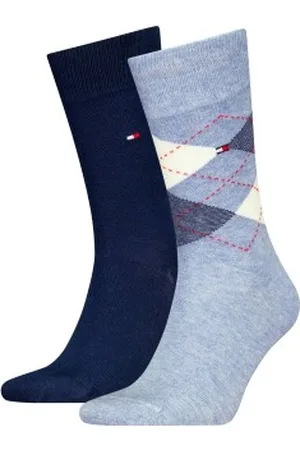 Tommy Hilfiger Tommy Hilfiger Strumpor 2P Men Sock Check Blå/Ljusblå Strl 39/42 Herr