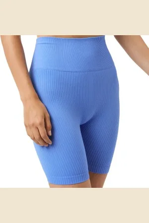 Björn Borg Studio Seamless Ribbed Shorts Blå polyamid Small Dam
