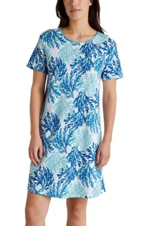 Calida Coastal Dreams Sleepshirt Vit Mönster bomull X-Small Dam