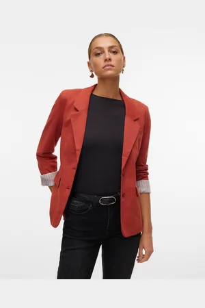 FITTED CROP BLAZER - Red