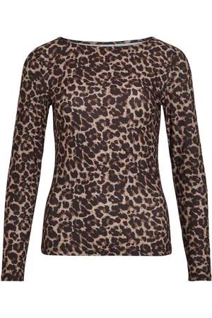 VILA Vileoa Leopardtryck Långärmad Topp
