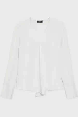 THEORY Blus Relaxed V-Neck Hidden Slit XS