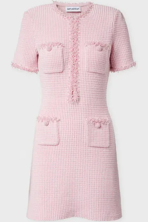 Self-Portrait Klänning Pink Textured Knit Mini XS