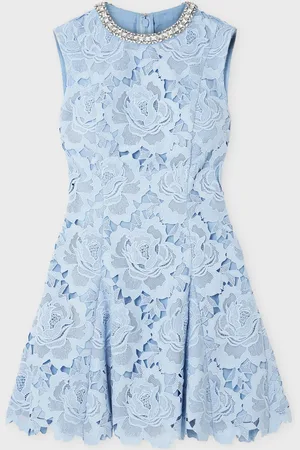 Self-Portrait Klänning Blue Flower Lace Mini UK 6 (EUR 34)