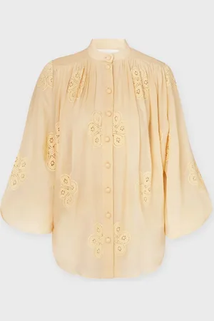 ZIMMERMANN Blus Acadian Embroidered Sand 0 (XS-S)