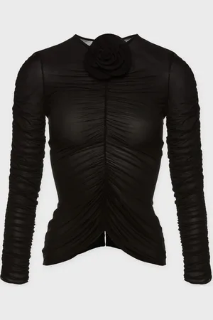 MAGDA BUTRYM Topp Sheer Ruched Rose Appliqué FR 36 (EUR 34)