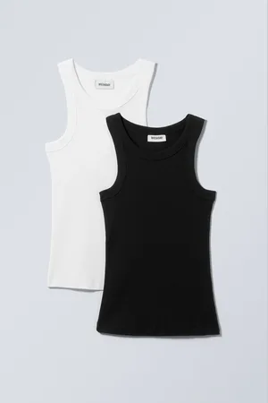 fine fitted tank top - Black