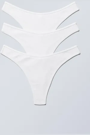 Weekday 3-pack Ribbad String i Bomull
