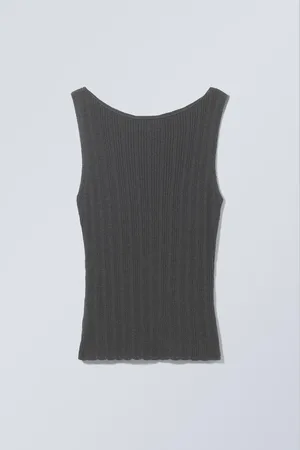 Weekday Smalt Stickat Boatneck Tank Topp