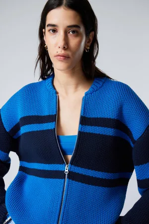 Weekday Avslappnad stickad cardigan med dragkedja