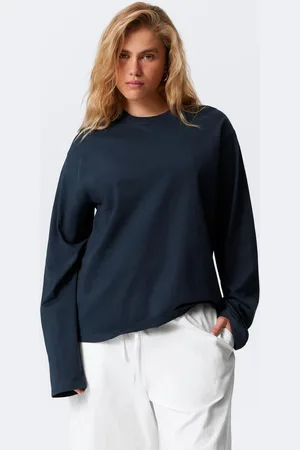 Weekday Långärmad boxig t-shirt i bomull