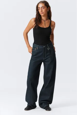 Weekday Rail Mid Waist Loose Wide Leg Jeans
