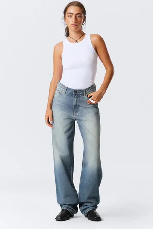 Weekday Rail Mid Waist Loose Wide Leg Jeans