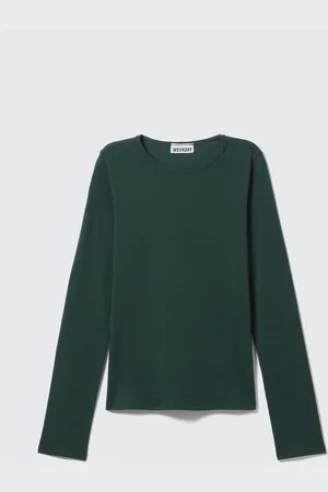 Weekday Mjuk långärmad topp i bomullsjersey