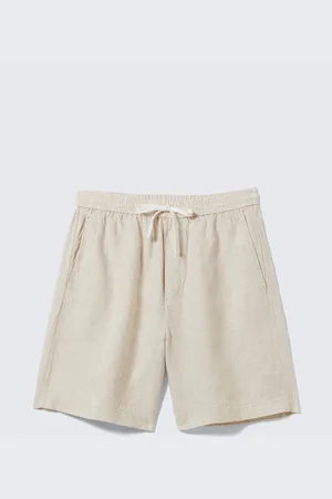 Weekday Avslappnade linneshorts med dragsko