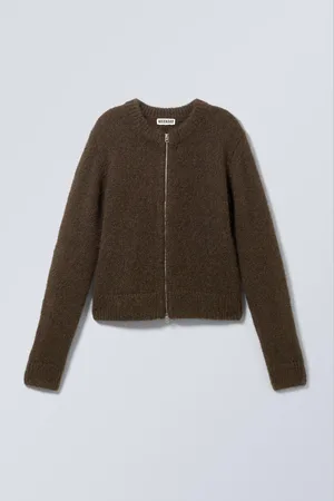 Weekday Smal Stickad cardigan med dragkedja
